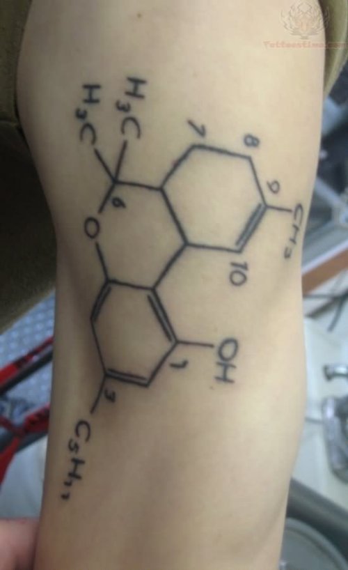 Molecule Tattoo On Left Half Sleeve